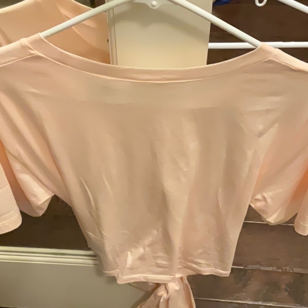 7 For All Mankind Light Pink Tie-Front Tee - Picture 4 of 4